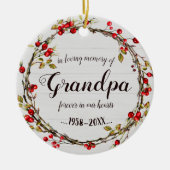 In het liefdevolle geheugen van opa Rustic Wreath  Keramisch Ornament (Voorkant)