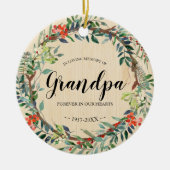 In het liefdevolle geheugen van opa Rustic Wreath Keramisch Ornament (Voorkant)