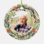 In het liefdevolle geheugen van opa Rustic Wreath Keramisch Ornament (Achterkant)