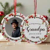 In het liefdevolle geheugen van opa Rustic Wreath  Keramisch Ornament