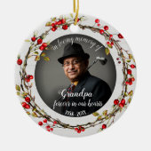 In het liefdevolle geheugen van opa Rustic Wreath  Keramisch Ornament (Voorkant)