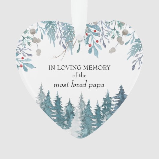 In het liefdevolle geheugen Winter Forest Heart Sh Ornament (voorkant)