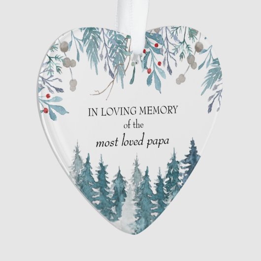 In het liefdevolle geheugen Winter Forest Heart Sh Ornament (voorkant)