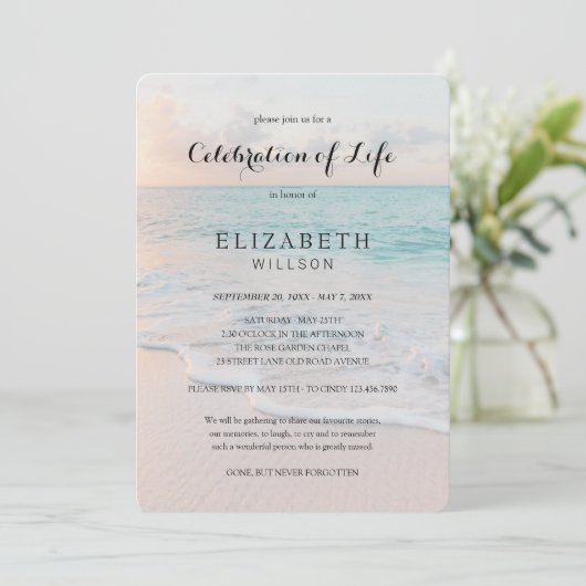 In het liefdevolle Memory Celebration of Life Beac Kaart (Staand voorkant)