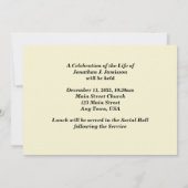 In het liefdevolle Memory Celebration of Life Vist Kaart (Achterkant)