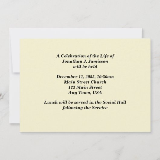 In het liefdevolle Memory Celebration of Life Vist Kaart (Achterkant)