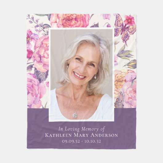 In het liefdevolle Memory Peony Photo Tribute Fleece Deken (Voorkant)