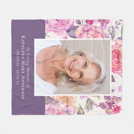 In het liefdevolle Memory Peony Photo Tribute Fleece Deken (Voorkant (Horizontaal))
