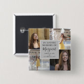 In het liefhebben van begrafenisherdenkingsfotocol vierkante button 5,1 cm (Voorkant /achterkant)