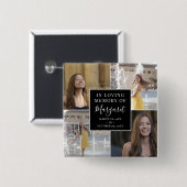 In het liefhebben van begrafenisherdenkingsfotocol vierkante button 5,1 cm (Voorkant /achterkant)