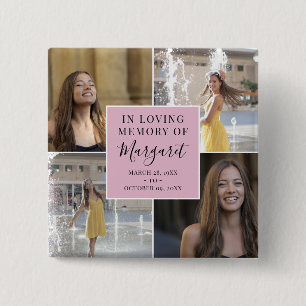 In het liefhebben van begrafenisherdenkingsfotocol vierkante button 5,1 cm