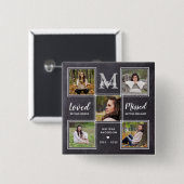 In het liefhebben van begrafenisherdenkingsfotocol vierkante button 5,1 cm (Voorkant /achterkant)