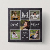 In het liefhebben van begrafenisherdenkingsfotocol vierkante button 5,1 cm (Voorkant)