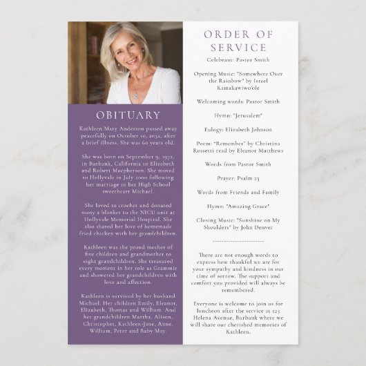 In het liefhebben van de Floral Photo Memorial Ser Programmakaart (Achterkant)