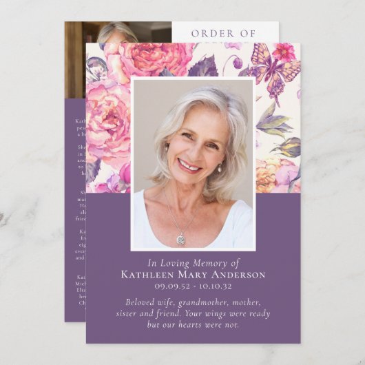 In het liefhebben van de Floral Photo Memorial Ser Programmakaart (Voorkant / Achterkant)