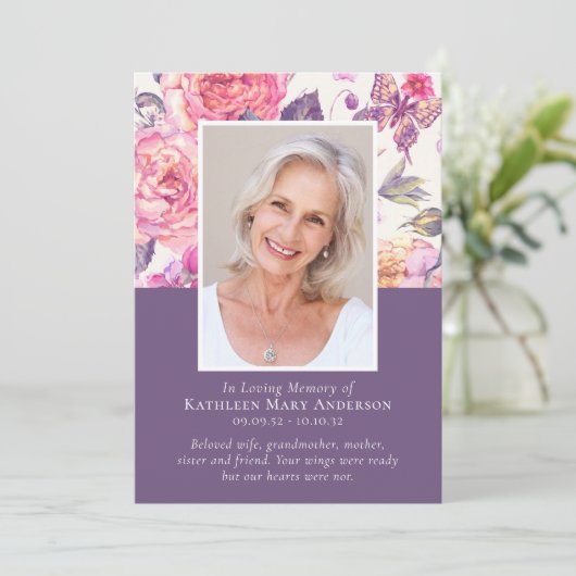 In het liefhebben van de Floral Photo Memorial Ser Programmakaart (Staand voorkant)