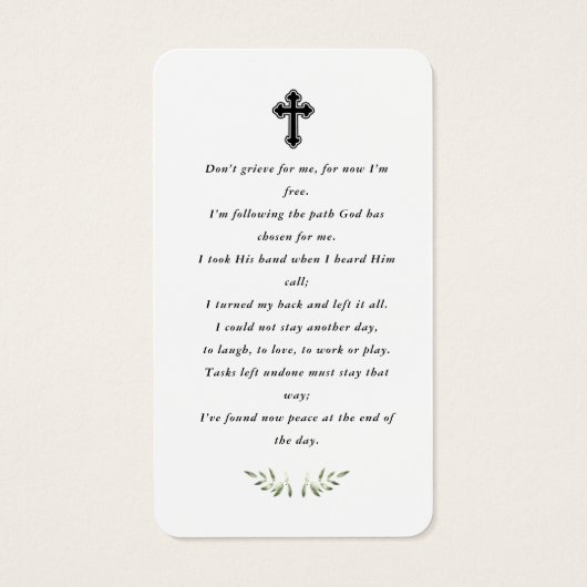 In het liefhebben van de funeral Photo Prayer Card Visitekaartje (Achterkant)