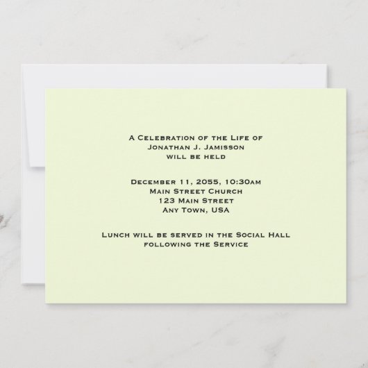 In het liefhebben van de Memory Celebration of Lif Kaart (Achterkant)