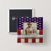 In het liefhebben van de militaire aangepaste foto vierkante button 5,1 cm (Voorkant /achterkant)