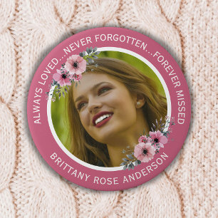 In het liefhebben van geheugen Blauwgroen fotoge Ronde Button 7,6 Cm