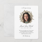 In het liefhebben van Geheugen Dank u Begrafelijke Bedankkaart (Voorkant / Achterkant)