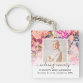 In het liefhebben van geheugen Foto Bright Floral  Sleutelhanger (Voorkant)