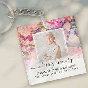 In het liefhebben van geheugen Foto Bright Floral Sleutelhanger