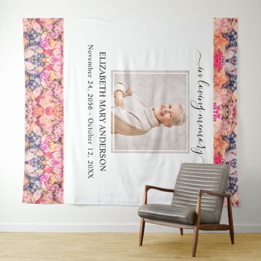 In het liefhebben van geheugen Foto Bright Floral  Wandkleed (In Situ (horizontaal))