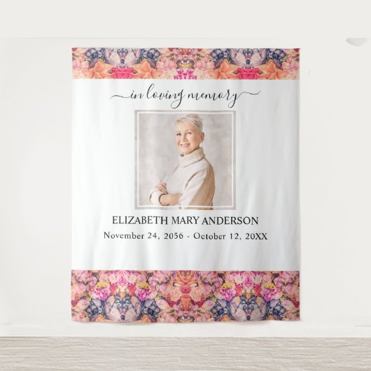 In het liefhebben van geheugen Foto Bright Floral Wandkleed (Voorkant)