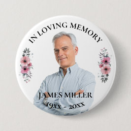 In het liefhebben van geheugen. Foto-Button person Ronde Button 7,6 Cm