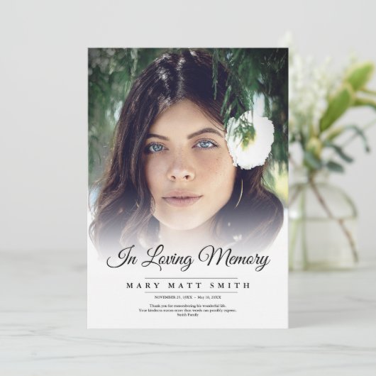In het liefhebben van geheugen Funeral Photo Sympa Bedankkaart (Staand voorkant)