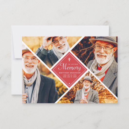 In het liefhebben van geheugen Modern Cross Multi  Bedankkaart (Voorkant)