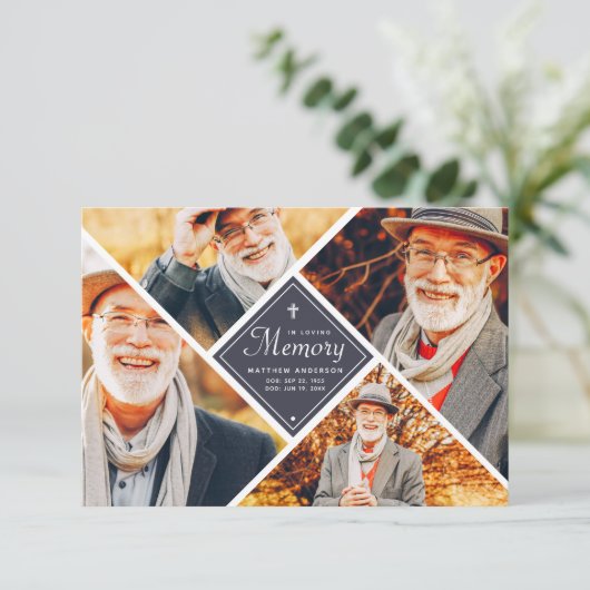 In het liefhebben van geheugen Modern Cross Multi Bedankkaart (Staand voorkant)