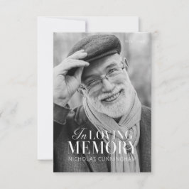 In het liefhebben van geheugen Modern Elegant Phot Bedankkaart