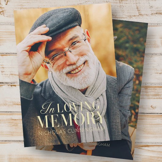 In het liefhebben van geheugen Modern Elegant Phot Bedankkaart