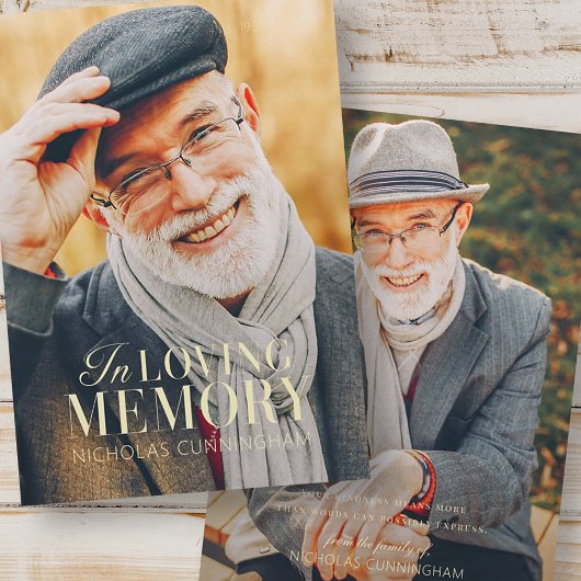 In het liefhebben van geheugen Modern Elegant Phot Bedankkaart