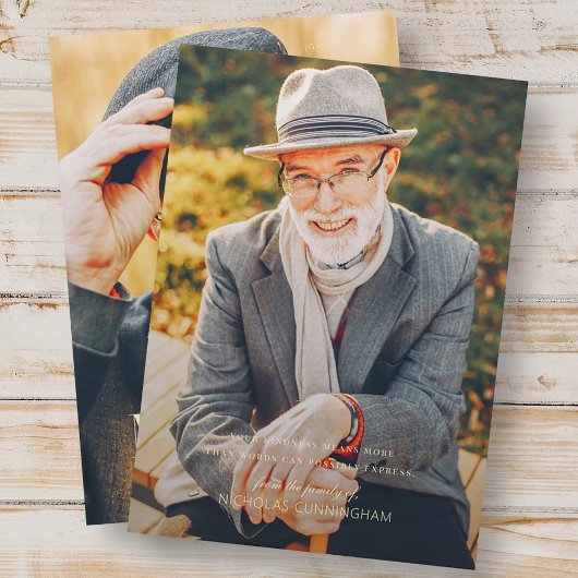 In het liefhebben van geheugen Modern Elegant Phot Bedankkaart