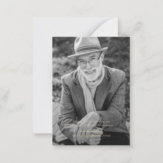 In het liefhebben van geheugen Modern Elegant Phot Notitiekaartje (Achterkant)