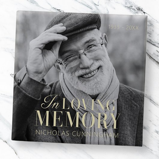 In het liefhebben van geheugen Modern Elegant Phot Vierkante Button 5,1 Cm