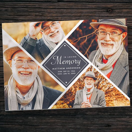 In het liefhebben van geheugen Moderne multi-foto Bedankkaart