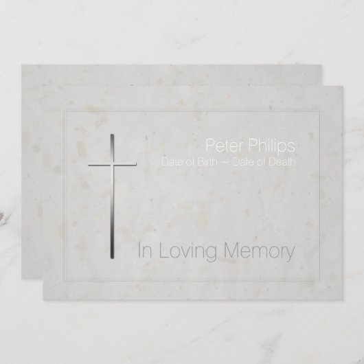 In het liefhebben van geheugen Silver Cross Funera Kaart (Voorkant / Achterkant)