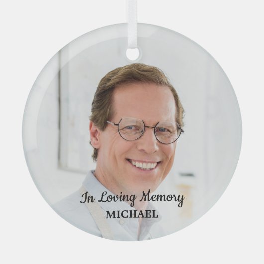 In het liefhebben van geheugenherinnering Modern F Glas Ornament (Voorkant)