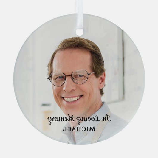 In het liefhebben van geheugenherinnering Modern F Glas Ornament (Achterkant)