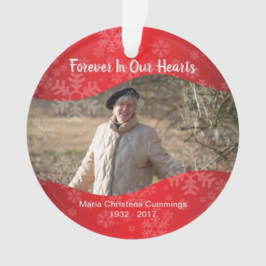 In het liefhebben van Gepersonaliseerde Memorial F Ornament (voorkant)