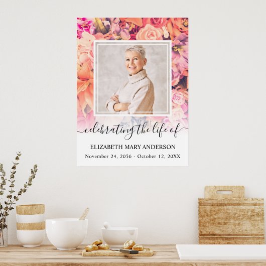 In het liefhebben van het geheugen Bright Floral P Poster (Keuken)