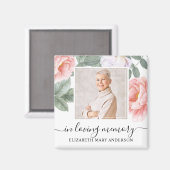 In het liefhebben van het Geheugen Foto Roze Flora Magneet (Voorkant / Achterkant)