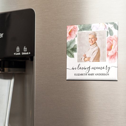 In het liefhebben van het Geheugen Foto Roze Flora Magneet