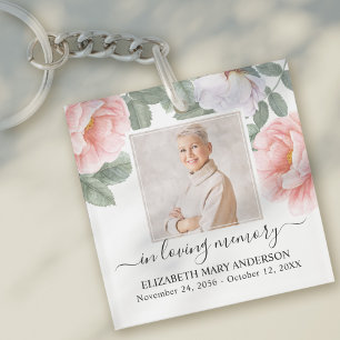 In het liefhebben van het Geheugen Foto Roze Flora Sleutelhanger