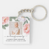 In het liefhebben van het Geheugen Foto Roze Flora Sleutelhanger (Achterkant)