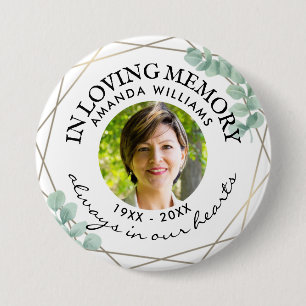 In het liefhebben van het geheugen Modern Greenery Ronde Button 7,6 Cm